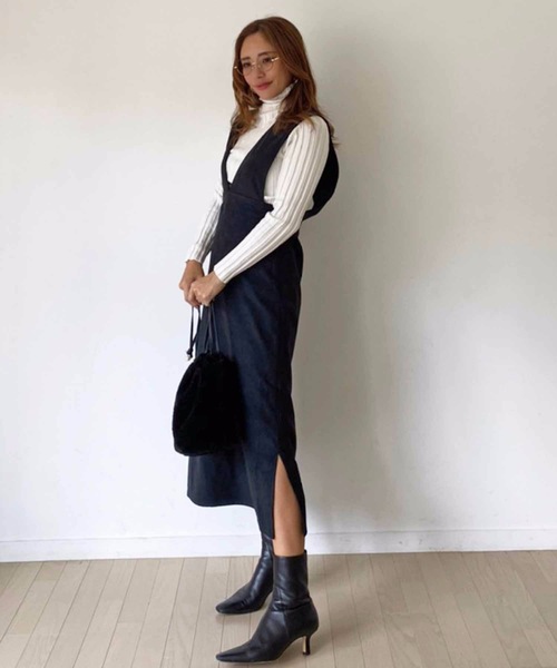 M y u(ミュー)の「【ZOZO限定アイテム】起毛ツイルジャンパースカート(ワンピース・レディース・オレンジ/ブラック・FREE)」の11枚目の写真