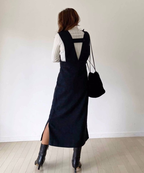 M y u(ミュー)の「【ZOZO限定アイテム】起毛ツイルジャンパースカート(ワンピース・レディース・オレンジ/ブラック・FREE)」の19枚目の写真