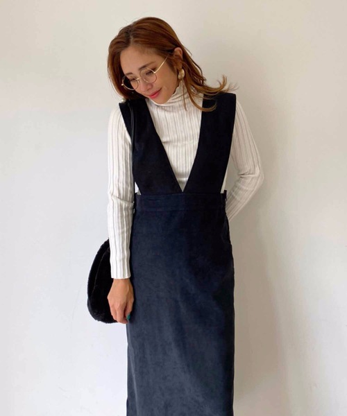 M y u(ミュー)の「【ZOZO限定アイテム】起毛ツイルジャンパースカート(ワンピース・レディース・オレンジ/ブラック・FREE)」の6枚目の写真