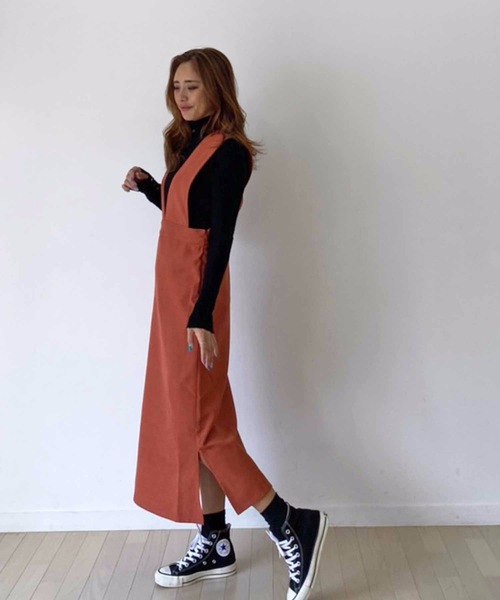 M y u(ミュー)の「【ZOZO限定アイテム】起毛ツイルジャンパースカート(ワンピース・レディース・オレンジ/ブラック・FREE)」の17枚目の写真