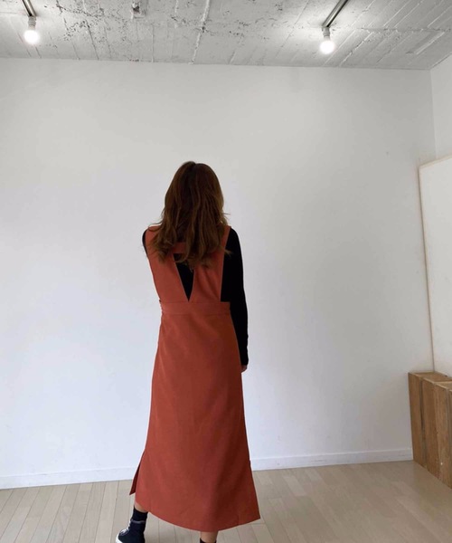 M y u(ミュー)の「【ZOZO限定アイテム】起毛ツイルジャンパースカート(ワンピース・レディース・オレンジ/ブラック・FREE)」の20枚目の写真