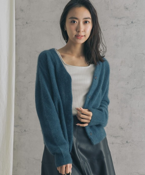 URBAN RESEARCH ROSSO WOMEN（アーバンリサーチ　ロッソ）の「ファーニット2WAYカーディガン（カーディガン/ボレロ・レディース・キャメル/ブルー系その他/ブラック・FREE）」の3枚目の写真