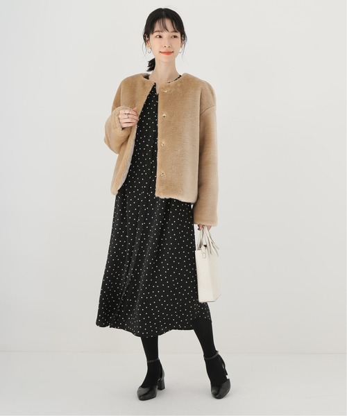 La TOTALITE（ラトータリテ）の「エコファー2WAYショートブルゾン◆（ブルゾン・レディース・ベージュ・FREE）」の9枚目の写真