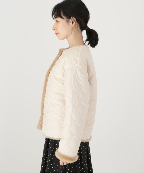 La TOTALITE（ラトータリテ）の「エコファー2WAYショートブルゾン◆（ブルゾン・レディース・ベージュ・FREE）」の4枚目の写真
