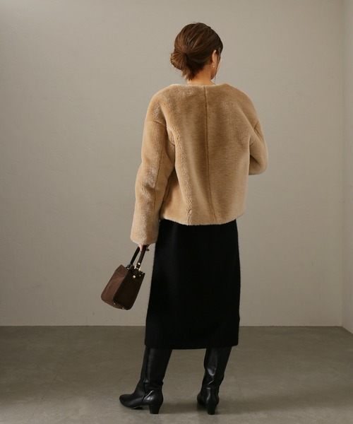 La TOTALITE（ラトータリテ）の「エコファー2WAYショートブルゾン◆（ブルゾン・レディース・ベージュ・FREE）」の22枚目の写真