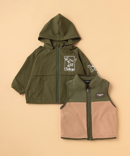 kladskap（クレードスコープ）の「ベストライナーつき恐竜ウィンドブレーカー（ブルゾン・キッズ・パープル/カーキ・120cm/100cm/110cm/130cm/90cm）」の7枚目の写真