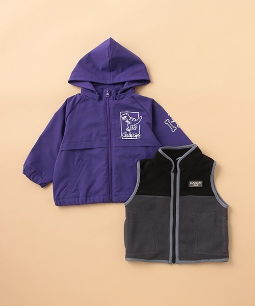 kladskap（クレードスコープ）の「ベストライナーつき恐竜ウィンドブレーカー（ブルゾン・キッズ・パープル/カーキ・120cm/100cm/110cm/130cm/90cm）」の8枚目の写真