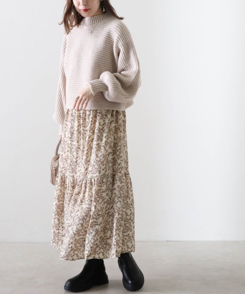 Cheek(チーク)の「畦ふんわりクロップドニット+花柄ワンピースセット(ワンピース・レディース・ベージュ/ネイビー/チャコールグレー・FREE)」の17枚目の写真