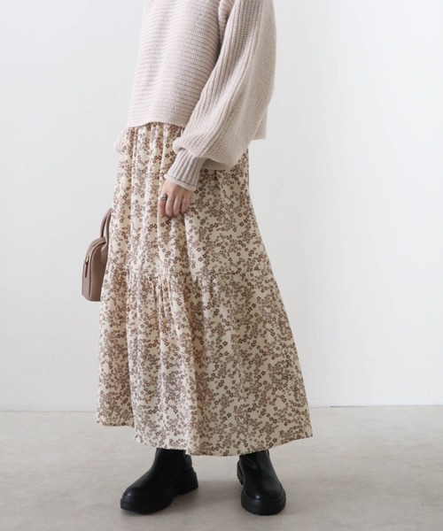 Cheek(チーク)の「畦ふんわりクロップドニット+花柄ワンピースセット(ワンピース・レディース・ベージュ/ネイビー/チャコールグレー・FREE)」の7枚目の写真