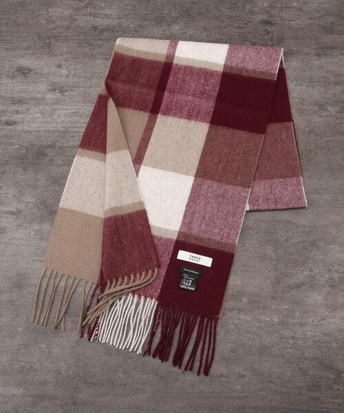 ピュアカシミヤ ブロックチェック マフラー