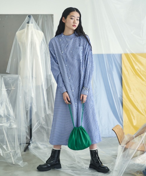 VACANCY（ヴァカンシー）の「アシンメトリーシャツワンピース（ワンピース・レディース・ホワイト/ブラック/グリーン/その他・FREE）」の4枚目の写真