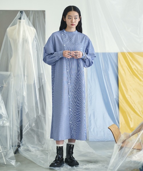 セール】アシンメトリーシャツワンピース（ワンピース）｜VACANCY