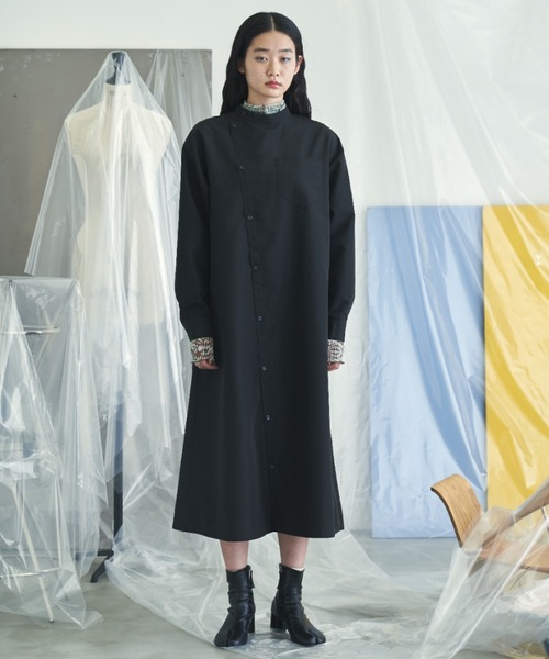 セール】アシンメトリーシャツワンピース（ワンピース）｜VACANCY