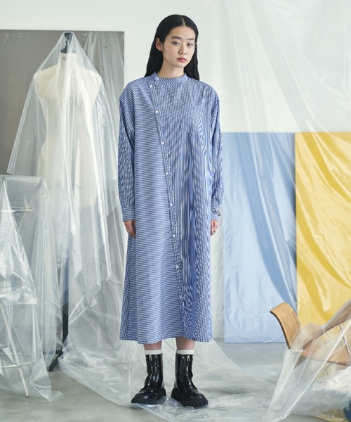 セール】アシンメトリーシャツワンピース（ワンピース）｜VACANCY