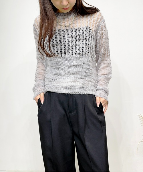 Meli rich(メリーリッチ)の「ローゲージメッシュニットプルオーバー(ニット/セーター・レディース・アイボリー/ブルー/グリーン/モカ/グレー/オフホワイト/オレンジ/ブラウン・MEDIUM)」の22枚目の写真