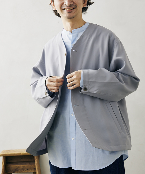 JOURNAL STANDARD relume（ジャーナルスタンダード　レリューム）の「Comfortable カーディガンジャケット（カーディガン/ボレロ・メンズ・ブラック/ベージュ/サックスブルー・MEDIUM/LARGE）」の18枚目の写真