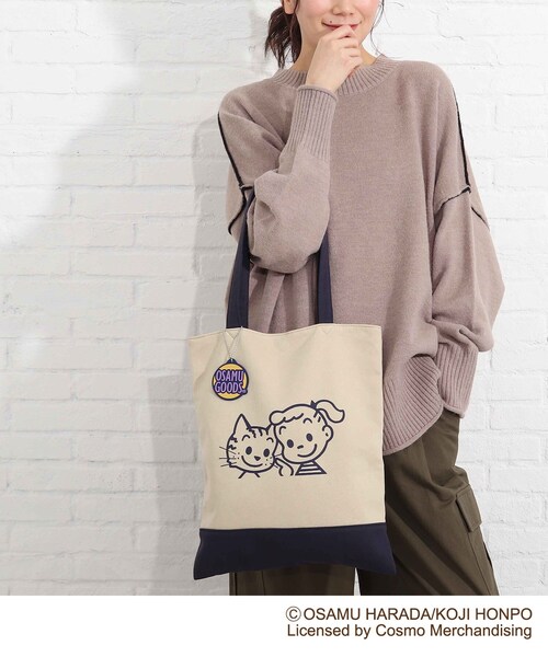 SHOO・LA・RUE（シューラルー）の「◆【コラボ】OSAMU GOODS(オサムグッズ)縦型トートバッグ（トートバッグ・レディース・グレー/ベージュ/グリーン/ライトパープル・00）」の11枚目の写真