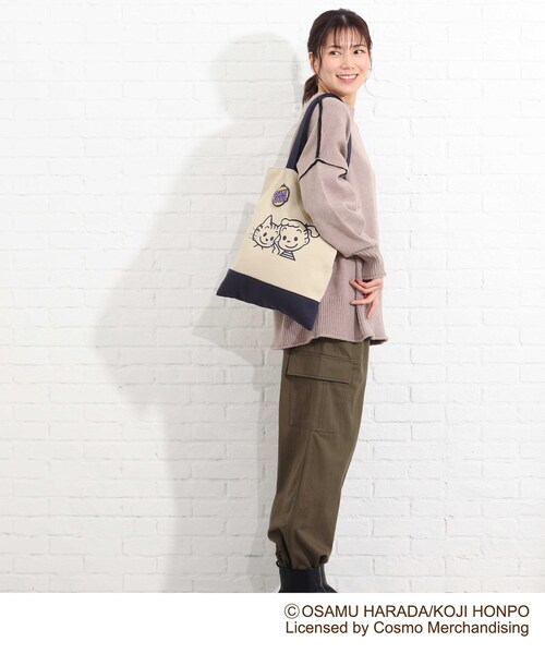 SHOO・LA・RUE（シューラルー）の「◆【コラボ】OSAMU GOODS(オサムグッズ)縦型トートバッグ（トートバッグ・レディース・グレー/ベージュ/グリーン/ライトパープル・00）」の12枚目の写真