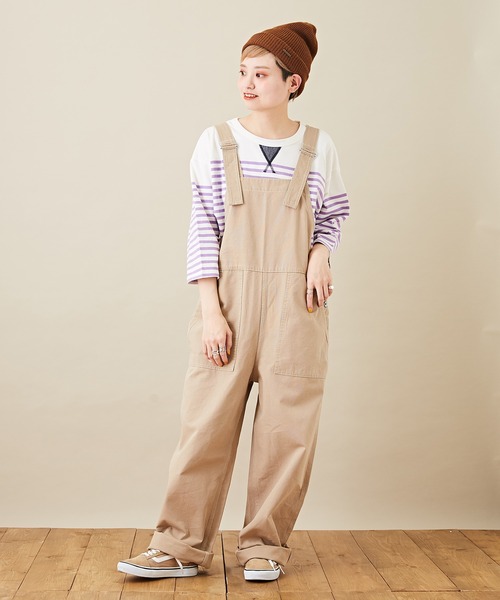 CUBE SUGAR（キューブシュガー）の「オックス 無地 サロペットパンツ（サロペット/オーバーオール・レディース・ベージュ/オレンジ/グリーン・M）」の2枚目の写真