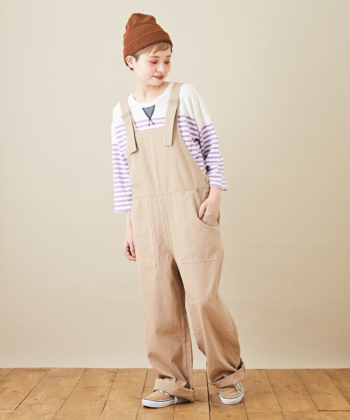 CUBE SUGAR（キューブシュガー）の「オックス 無地 サロペットパンツ（サロペット/オーバーオール・レディース・ベージュ/オレンジ/グリーン・M）」の7枚目の写真