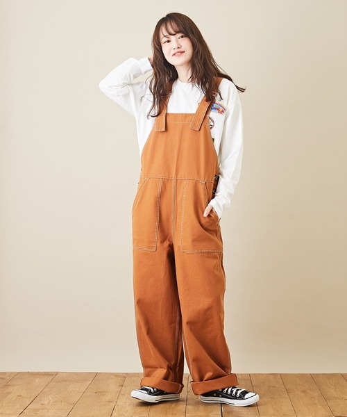 CUBE SUGAR（キューブシュガー）の「オックス 無地 サロペットパンツ（サロペット/オーバーオール・レディース・ベージュ/オレンジ/グリーン・M）」の13枚目の写真