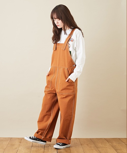 CUBE SUGAR（キューブシュガー）の「オックス 無地 サロペットパンツ（サロペット/オーバーオール・レディース・ベージュ/オレンジ/グリーン・M）」の14枚目の写真