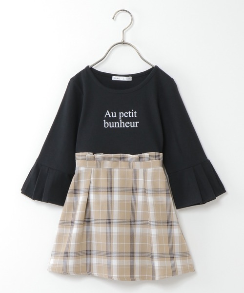 キッズ ウエスト切替7分袖ドッキングワンピース 1 160cm ワンピース Ikka イッカ のファッション通販 Zozotown