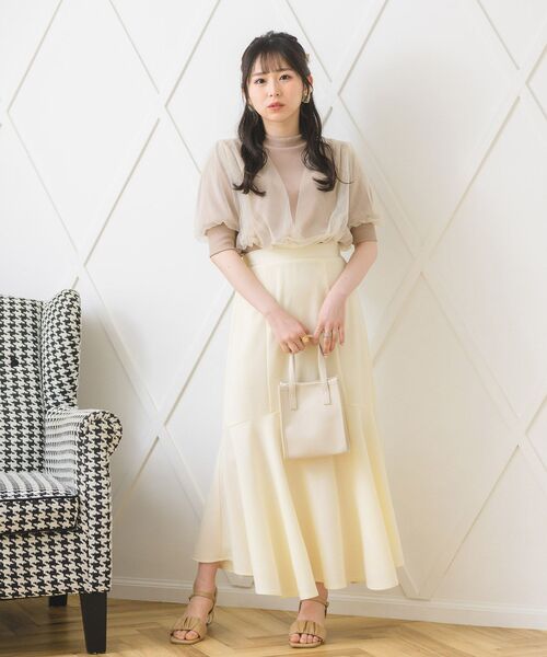 ems excite（エムズエキサイト）の「ジョーゼットマーメイドスカート（スカート・レディース・ブラック/ピンク/アイボリー/ホワイト系その他/ブルー・FREE）」の12枚目の写真