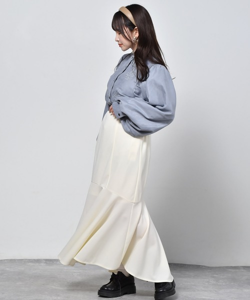 ems excite（エムズエキサイト）の「ジョーゼットマーメイドスカート（スカート・レディース・ブラック/ピンク/アイボリー/ホワイト系その他/ブルー・FREE）」の9枚目の写真