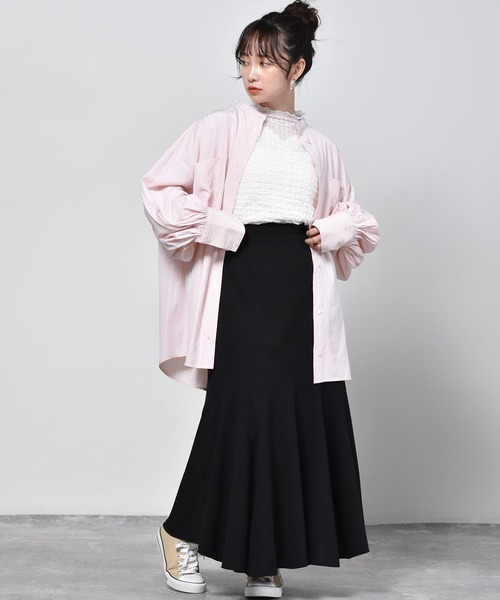 ems excite（エムズエキサイト）の「ジョーゼットマーメイドスカート（スカート・レディース・ブラック/ピンク/アイボリー/ホワイト系その他/ブルー・FREE）」の16枚目の写真