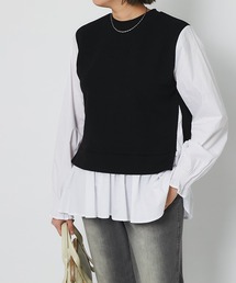 un dix cors（アンディコール）の「人気急上昇　シャツドッキングフレアープルオーバー（シャツ/ブラウス）」