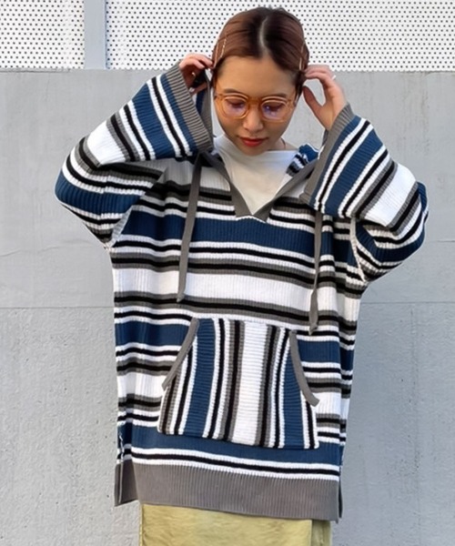 byYOUANCE(バイユアンス)の「メキシカンニットパーカー(パーカー・レディース・パープル/ブルー・FREE)」の4枚目の写真