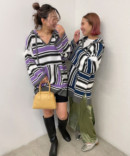 byYOUANCE(バイユアンス)の「メキシカンニットパーカー(パーカー・レディース・パープル/ブルー・FREE)」の11枚目の写真