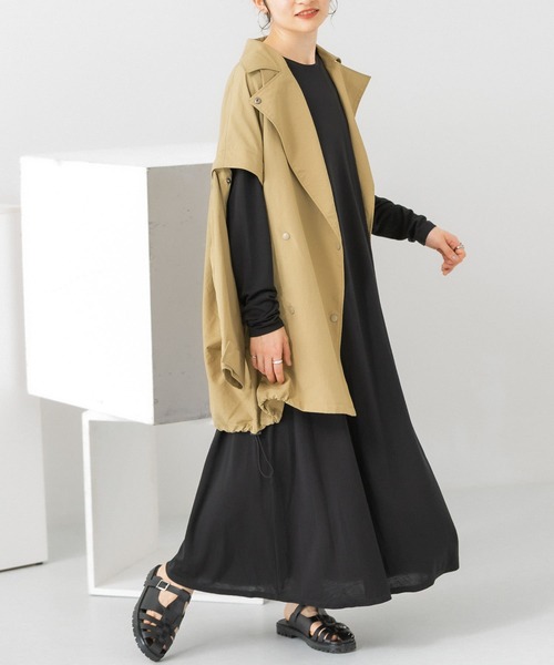 KBF（ケイビーエフ）の「アシメステッチフレアワンピース（ワンピース・レディース・ブラック/オフホワイト/アイボリー・ONE）」の5枚目の写真