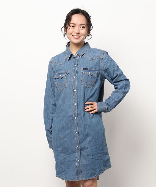 Wrangler（ラングラー）の「［Wrangler ラングラー］Women’s Western Denim Snap Dress ウエスタン デニム シャツ ワンピース（シャツワンピース・レディース・ライトインディゴブルー・S/L/M）」の15枚目の写真