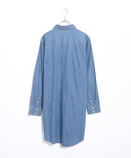 Wrangler（ラングラー）の「［Wrangler ラングラー］Women’s Western Denim Snap Dress ウエスタン デニム シャツ ワンピース（シャツワンピース・レディース・ライトインディゴブルー・S/L/M）」の2枚目の写真