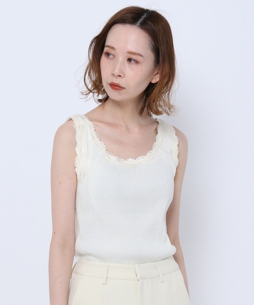 mysty woman（ミスティウーマン）の「シームレスレースタンク 269699（タンクトップ・レディース・ブラック/ラベンダー/モカ/ホワイト/ライトグリーン・FREE）」の2枚目の写真