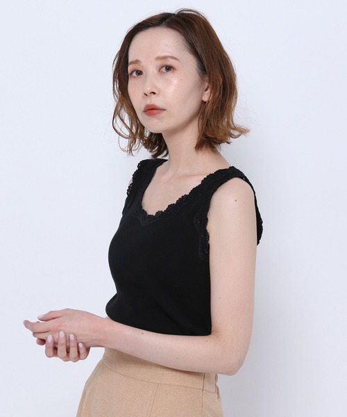 mysty woman（ミスティウーマン）の「シームレスレースタンク 269699（タンクトップ・レディース・ブラック/ラベンダー/モカ/ホワイト/ライトグリーン・FREE）」の3枚目の写真