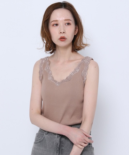 mysty woman（ミスティウーマン）の「シームレスレースタンク 269699（タンクトップ・レディース・ブラック/ラベンダー/モカ/ホワイト/ライトグリーン・FREE）」の4枚目の写真