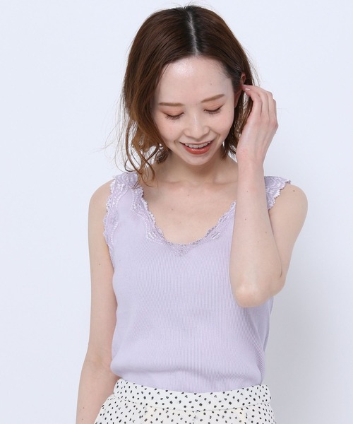 mysty woman（ミスティウーマン）の「シームレスレースタンク 269699（タンクトップ・レディース・ブラック/ラベンダー/モカ/ホワイト/ライトグリーン・FREE）」の13枚目の写真