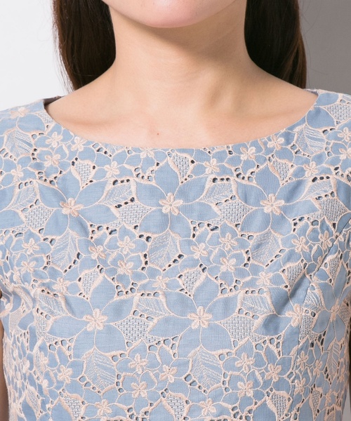 TOCCA トッカ ワンピース フレア 刺繍 レース ネイビー160