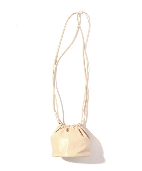 MODERN WEAVING（モダンウィーヴィング）の「MODERN WEAVING/モダンウィーヴィング MINI DRUM DRAWSTRING BUCKET ミニドラムバッグ レザーバック ハンドバッグ ショルダーバッグ 巾着（ショルダーバッグ・レディース・キャメル/ベージュ/クリーム/ブラック/ホワイト/ベージュ系その他・ONE SIZE）」の4枚目の写真