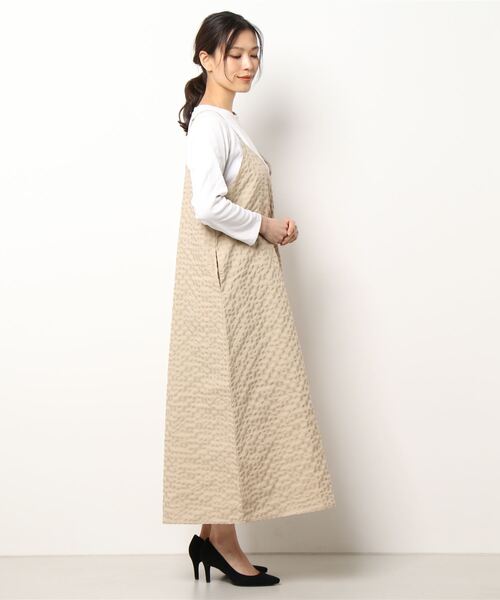 HONEYSUCKLE ROSE（ハニーサックルローズ）の「【HONEYSUCKLE ROSE】キャミワンピース（シャツワンピース・レディース・ブラック/ベージュ・L/M）」の4枚目の写真