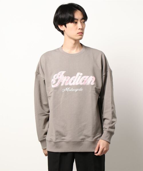 INDIAN(インディアン)の「/INDIAN/サテン刺繍オーバーサイズトレーナー(スウェット・メンズ・ブラック/オフホワイト/グリーン/ブルーグレー/グレイッシュベージュ・X-LARGE/MEDIUM/LARGE)」の5枚目の写真