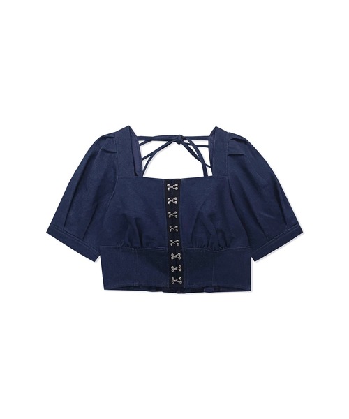 ANDGEEBEE（アンジービー）の「パフスリーブデニムトップス（その他トップス・レディース・ブラック/インディゴブルー・MEDIUM）」の9枚目の写真