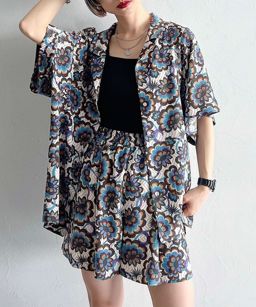 PAGEBOY（ページボーイ）の「モードアロハシャツ / セットアップ対応（シャツ/ブラウス・レディース・オフホワイト/ターコイズブルー/パープル系その他・FREE）」の4枚目の写真