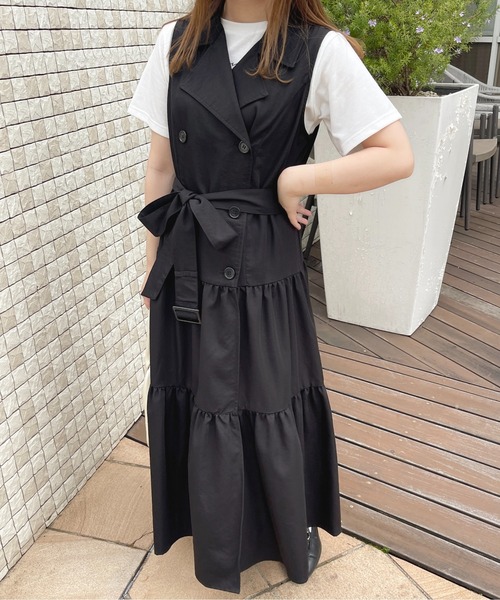 apres jour(アプレジュール)の「トレンチティアードワンピース【ZOZOTOWN限定アイテム】(ワンピース・レディース・インディゴブルー/ベージュ/ブラック・X-LARGE/フリー)」の6枚目の写真