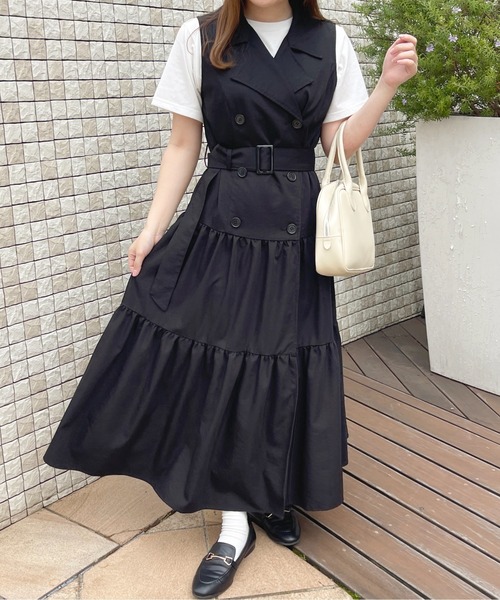 apres jour(アプレジュール)の「トレンチティアードワンピース【ZOZOTOWN限定アイテム】(ワンピース・レディース・インディゴブルー/ベージュ/ブラック・X-LARGE/フリー)」の5枚目の写真