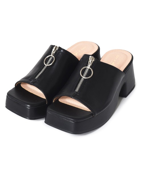 w closet（ダブルクローゼット）の「リングジッパーミュール（サンダル・レディース・ブラウン/ブラック/ホワイト・M/L）」の20枚目の写真