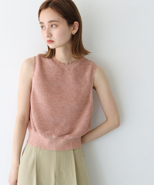 CLEIO(クレイオ)の「【CLEIO】リネンミックスノースリーブニット(ニット/セーター・レディース・ベージュ/グリーン/テラコッタ・FREE)」の2枚目の写真